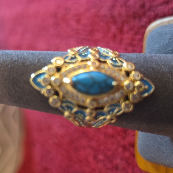 Gold and Blue Statement Ring - Picture 4 of 4